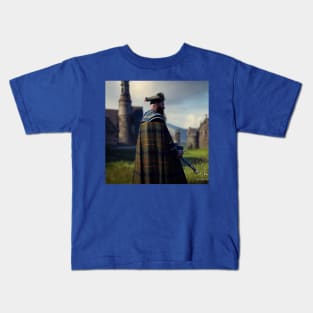 Scottish Highlander in Clan Tartan Kids T-Shirt